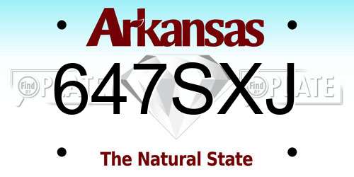 647SXJ Arkansas License Plate