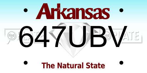 647UBV Arkansas License Plate
