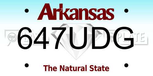 647UDG Arkansas License Plate