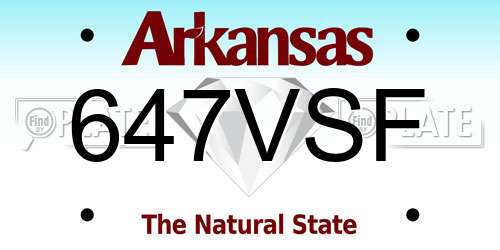 647VSF Arkansas License Plate