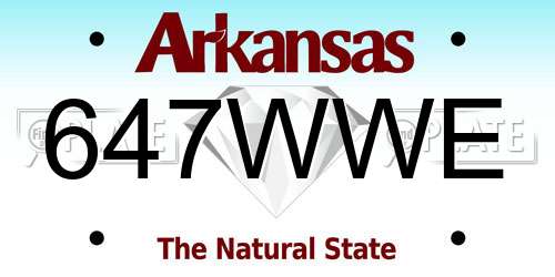 647WWE Arkansas License Plate