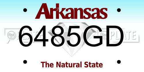 6485GD Arkansas License Plate