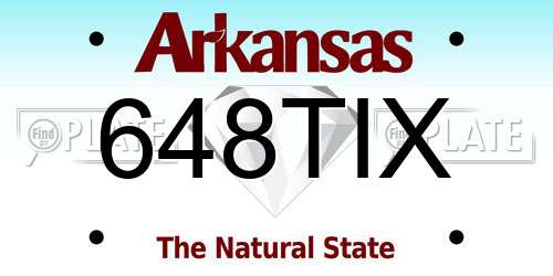 648TIX Arkansas License Plate