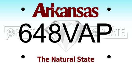 648VAP Arkansas License Plate