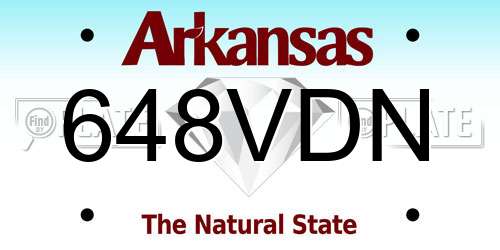 648VDN Arkansas License Plate