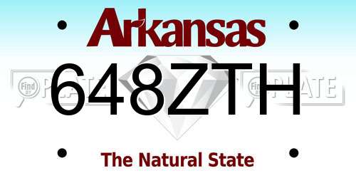 648ZTH Arkansas License Plate