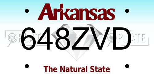 648ZVD Arkansas License Plate