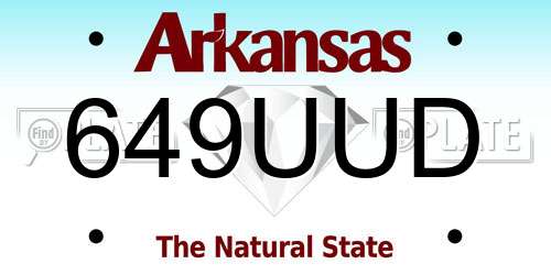 649UUD Arkansas License Plate