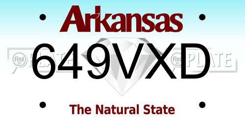649VXD Arkansas License Plate