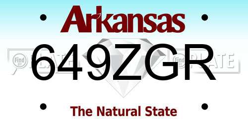 649ZGR Arkansas License Plate