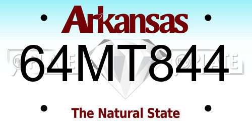 64MT844 Arkansas License Plate