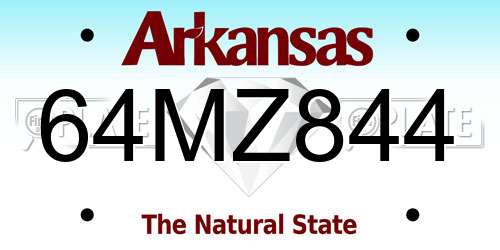 64MZ844 Arkansas License Plate