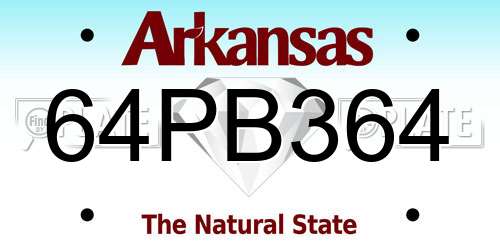 64PB364 Arkansas License Plate