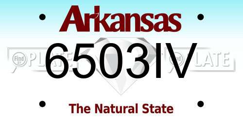 6503IV Arkansas License Plate