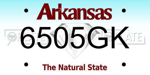 6505GK Arkansas License Plate