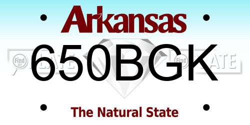 650BGK Arkansas License Plate