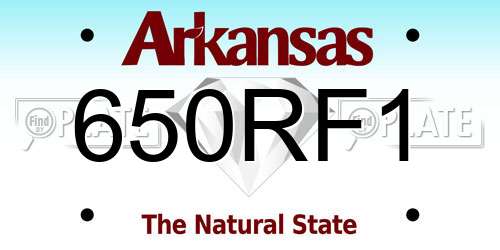 650RF1 Arkansas License Plate