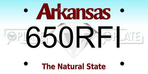 650RFI Arkansas License Plate