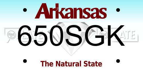 650SGK Arkansas License Plate