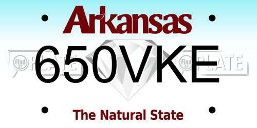 650VKE Arkansas License Plate