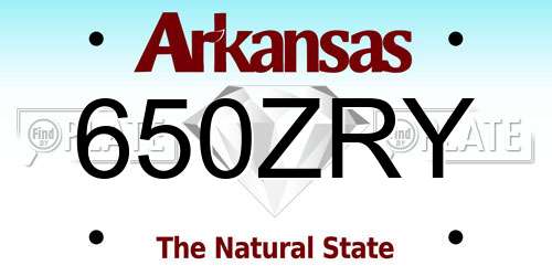 650ZRY Arkansas License Plate