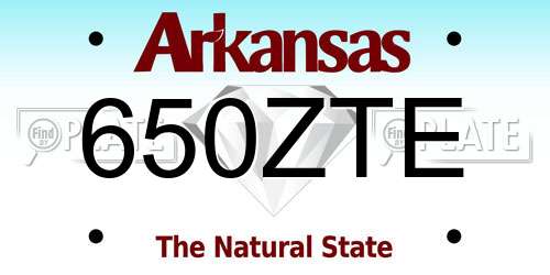 650ZTE Arkansas License Plate