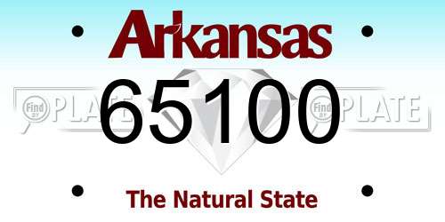 65100 Arkansas License Plate
