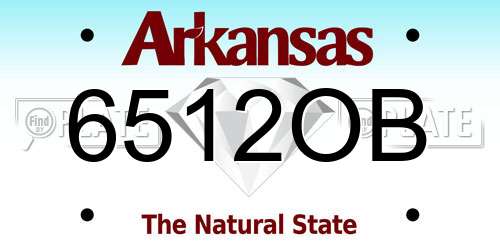 6512OB Arkansas License Plate