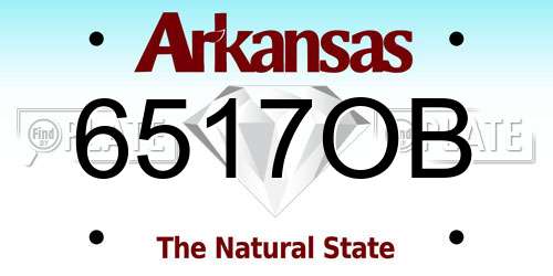 6517OB Arkansas License Plate