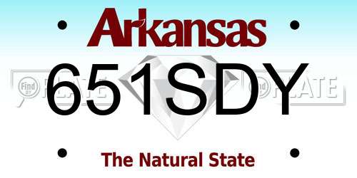 651SDY Arkansas License Plate