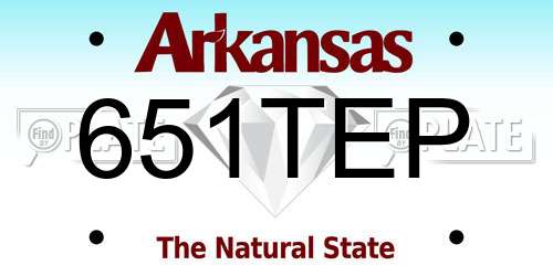651TEP Arkansas License Plate
