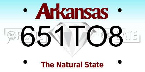 651TO8 Arkansas License Plate