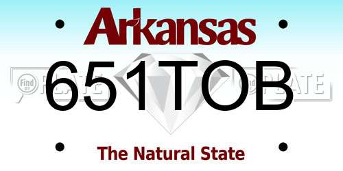 651TOB Arkansas License Plate