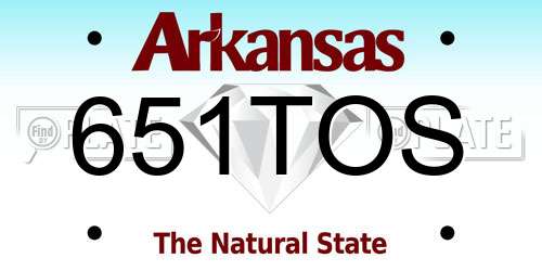 651TOS Arkansas License Plate