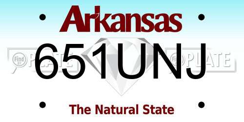 651UNJ Arkansas License Plate