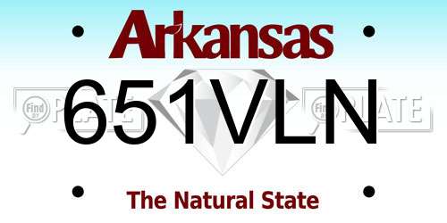 651VLN Arkansas License Plate