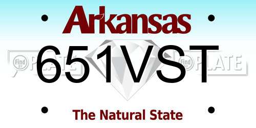 651VST Arkansas License Plate