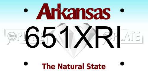 651XRI Arkansas License Plate