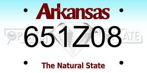 651Z08 Arkansas License Plate