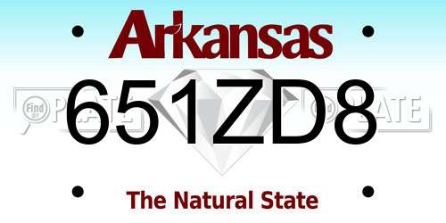651ZD8 Arkansas License Plate