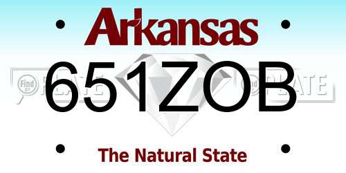 651ZOB Arkansas License Plate