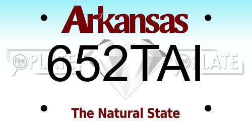 652TAI Arkansas License Plate