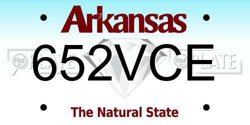 652VCE Arkansas License Plate