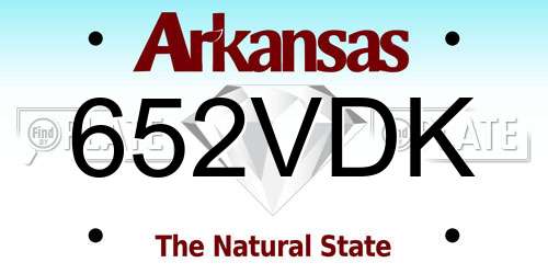 652VDK Arkansas License Plate