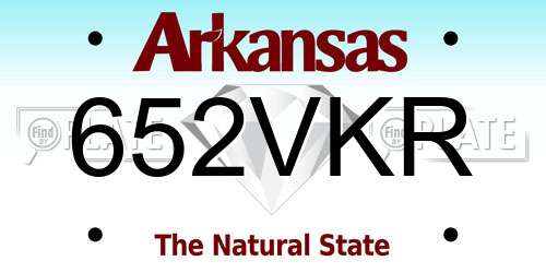 652VKR Arkansas License Plate