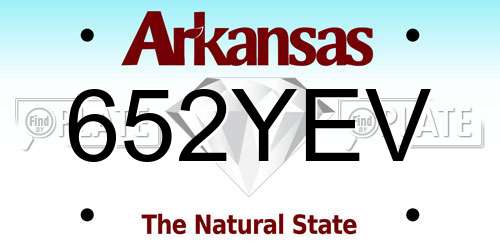652YEV Arkansas License Plate