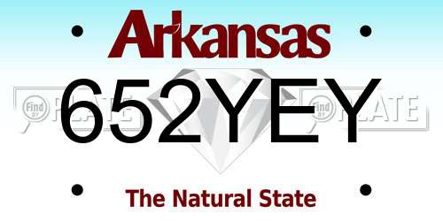 652YEY Arkansas License Plate