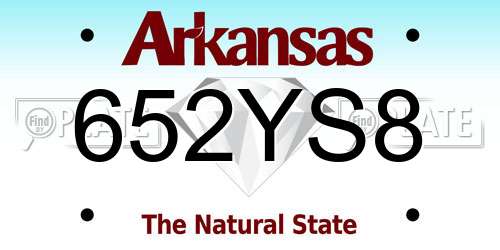 652YS8 Arkansas License Plate