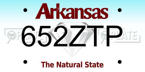 652ZTP Arkansas License Plate