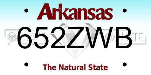 652ZWB Arkansas License Plate